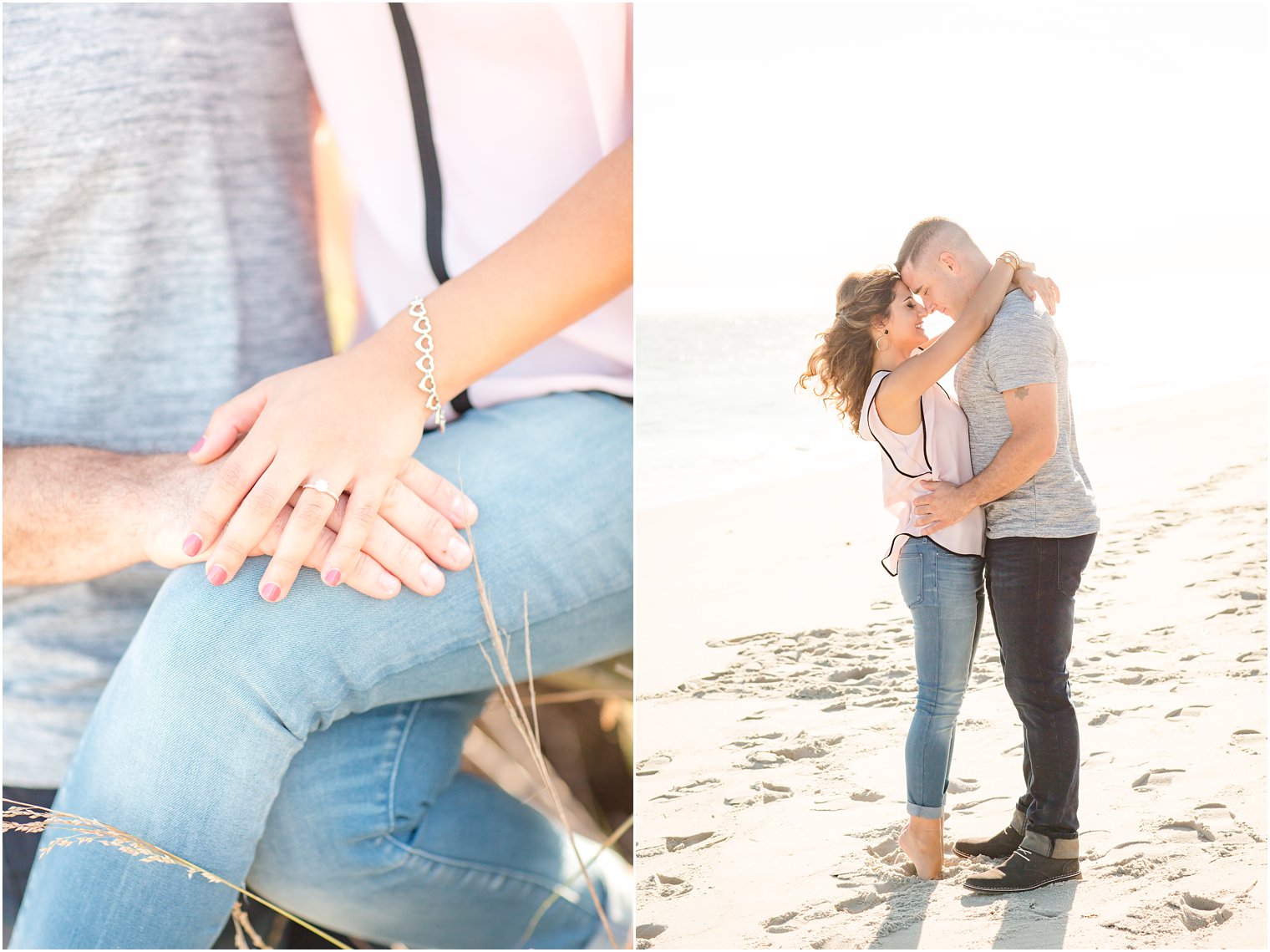 Soon to be bride in pink shirt and jeans | Photos by Idalia Photography