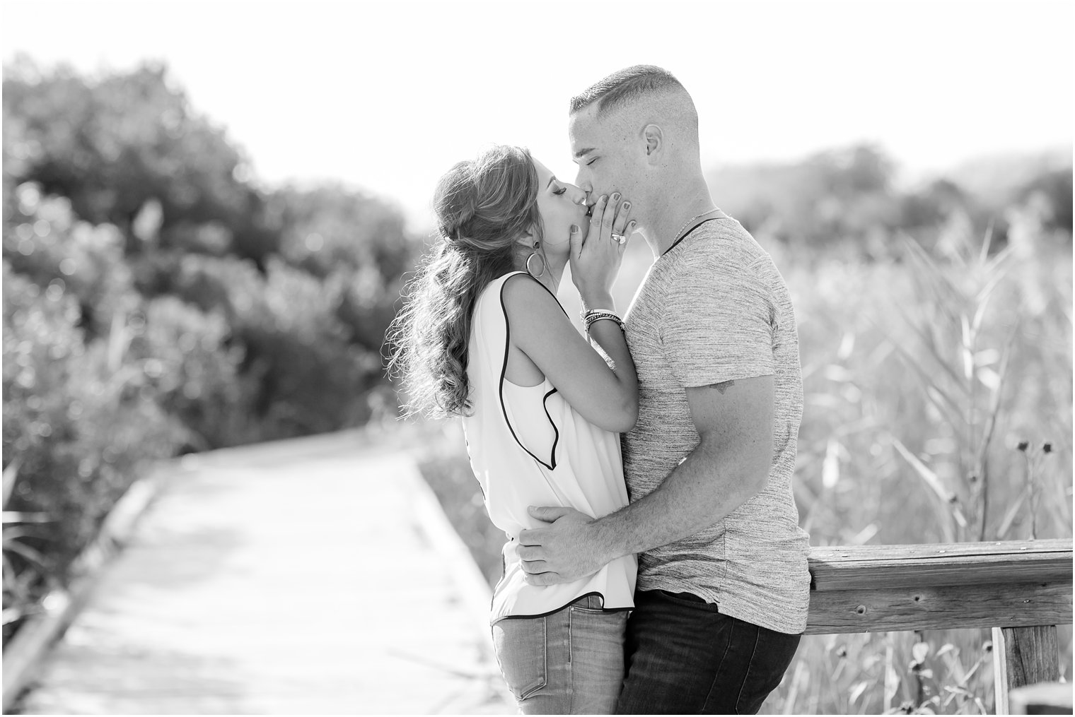 Engaged couple at Cape May Point State Park | Photos by Idalia Photography