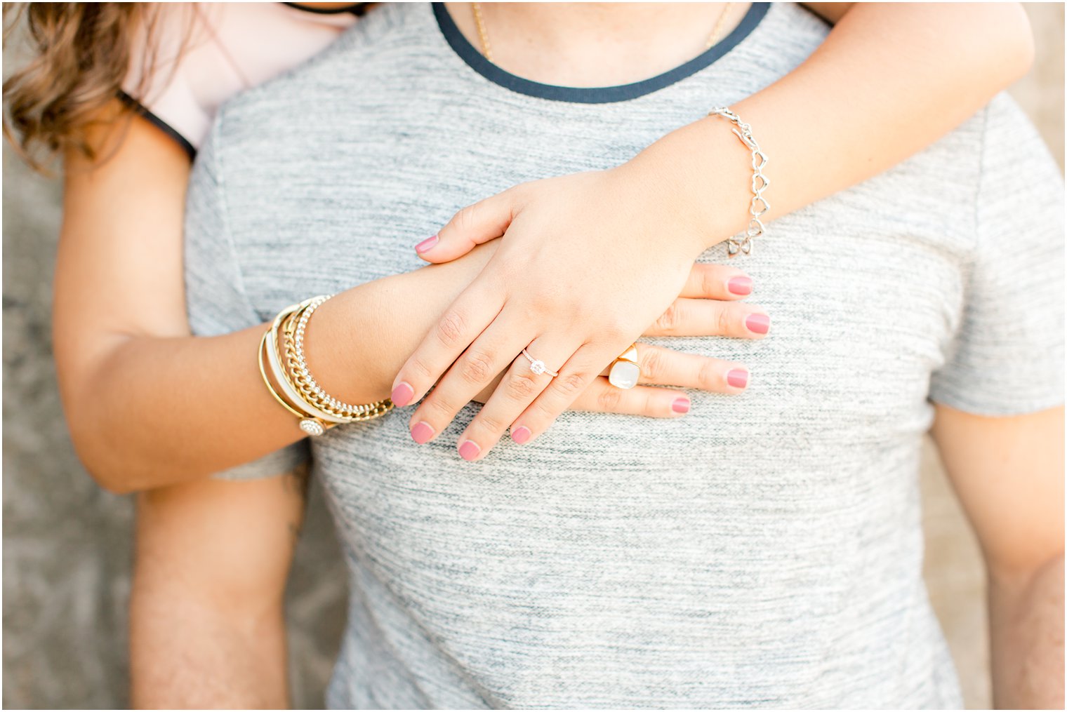 Solitaire engagement ring at Cape May engagement session | Photos by Idalia Photography