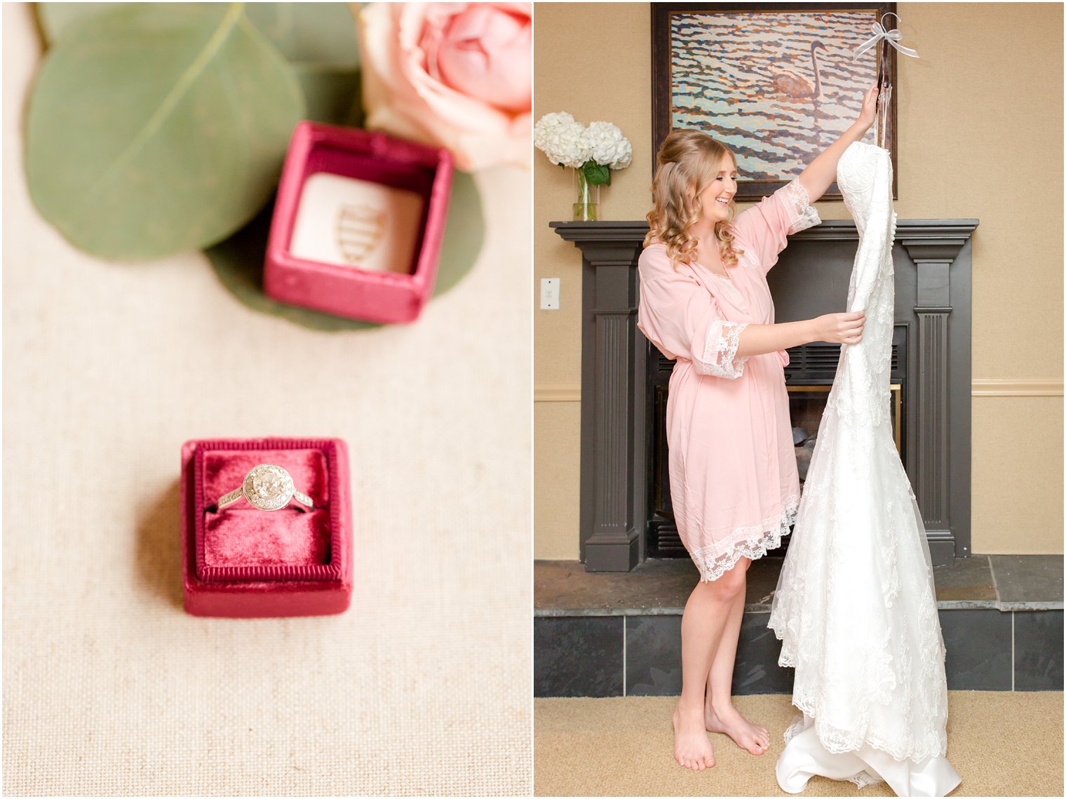 Bride's ring and dress | Lambertville Station Inn Wedding Photos