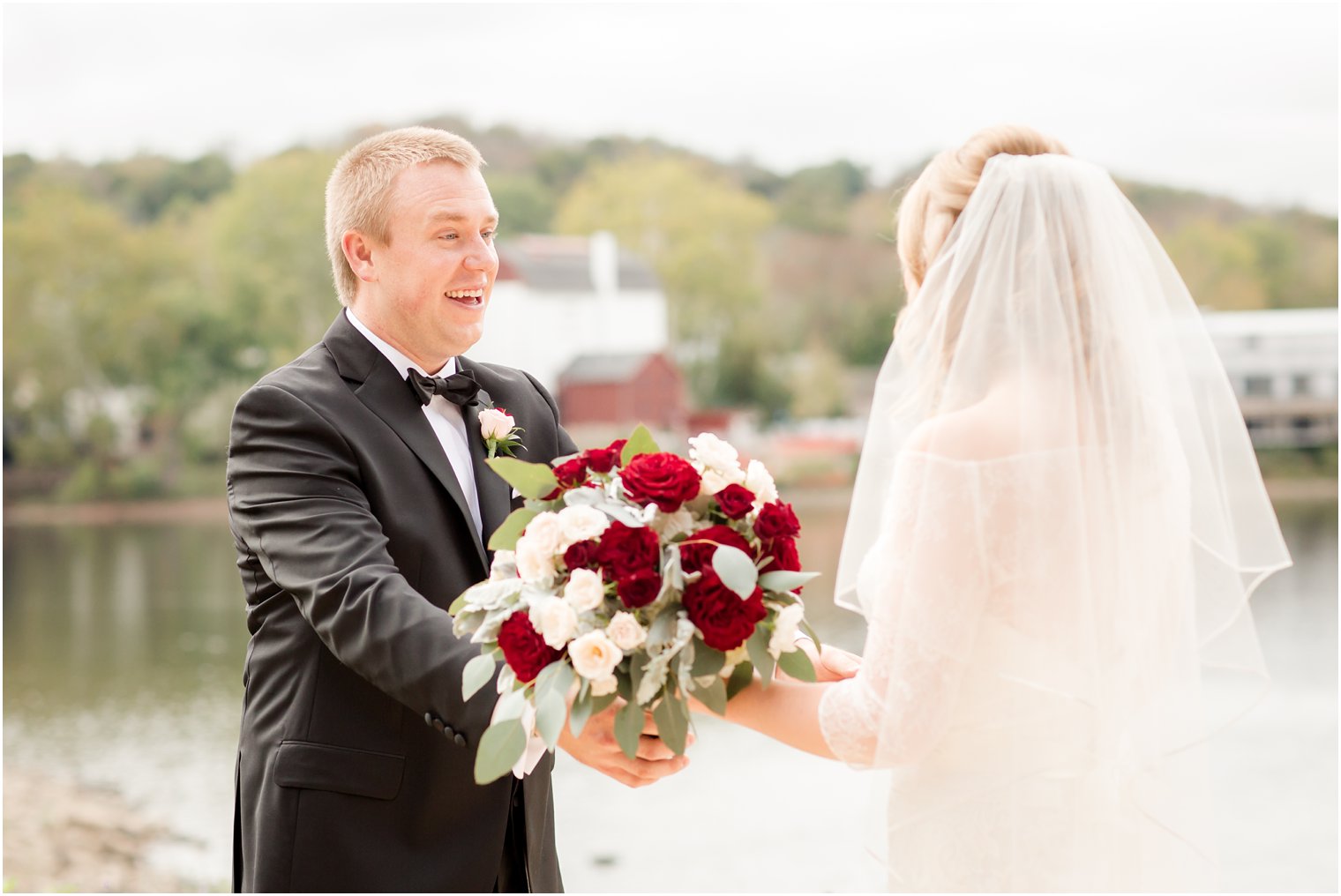 Best first look reaction by groom on wedding day