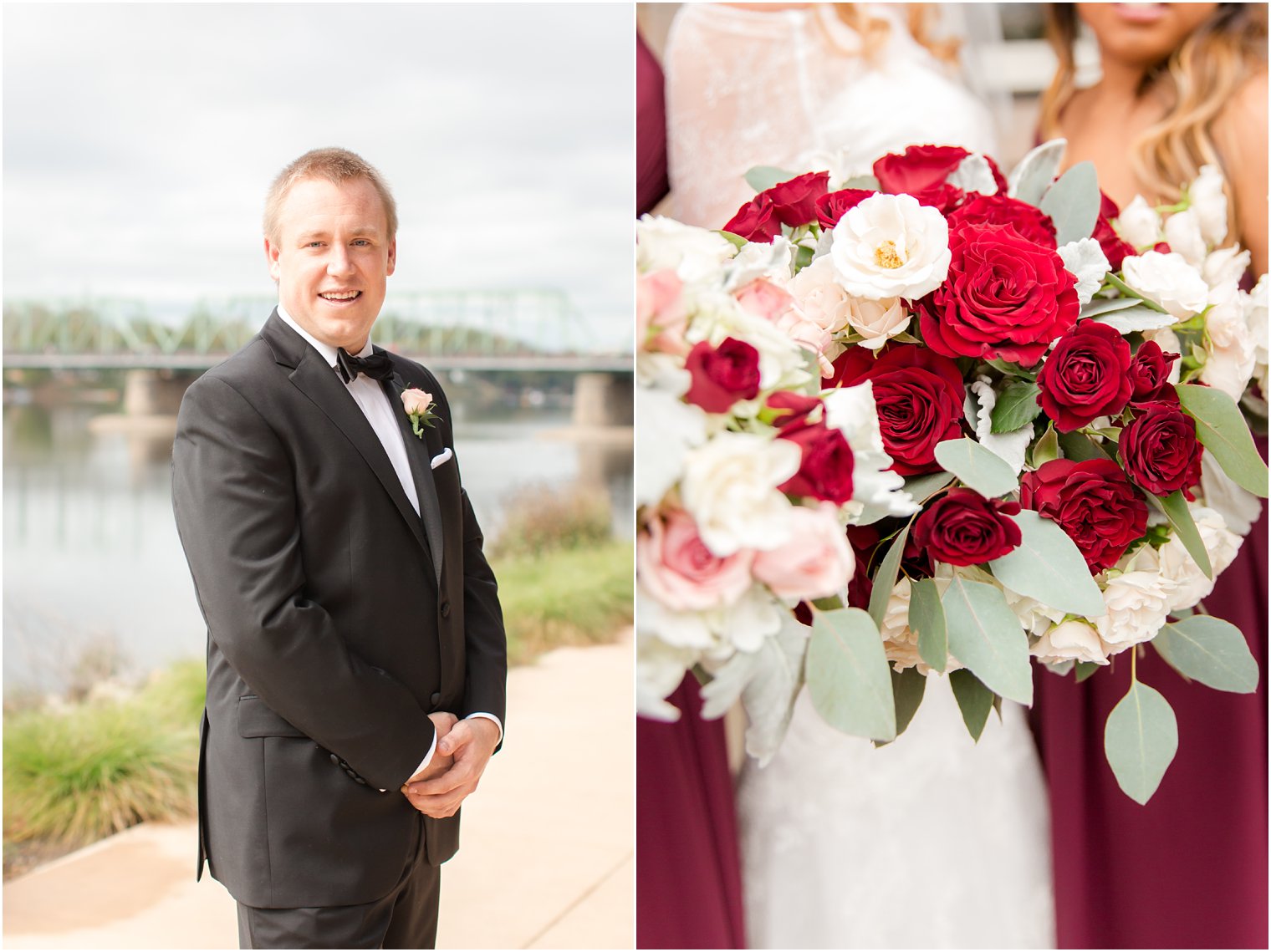 Fall wedding color palette in red and pink