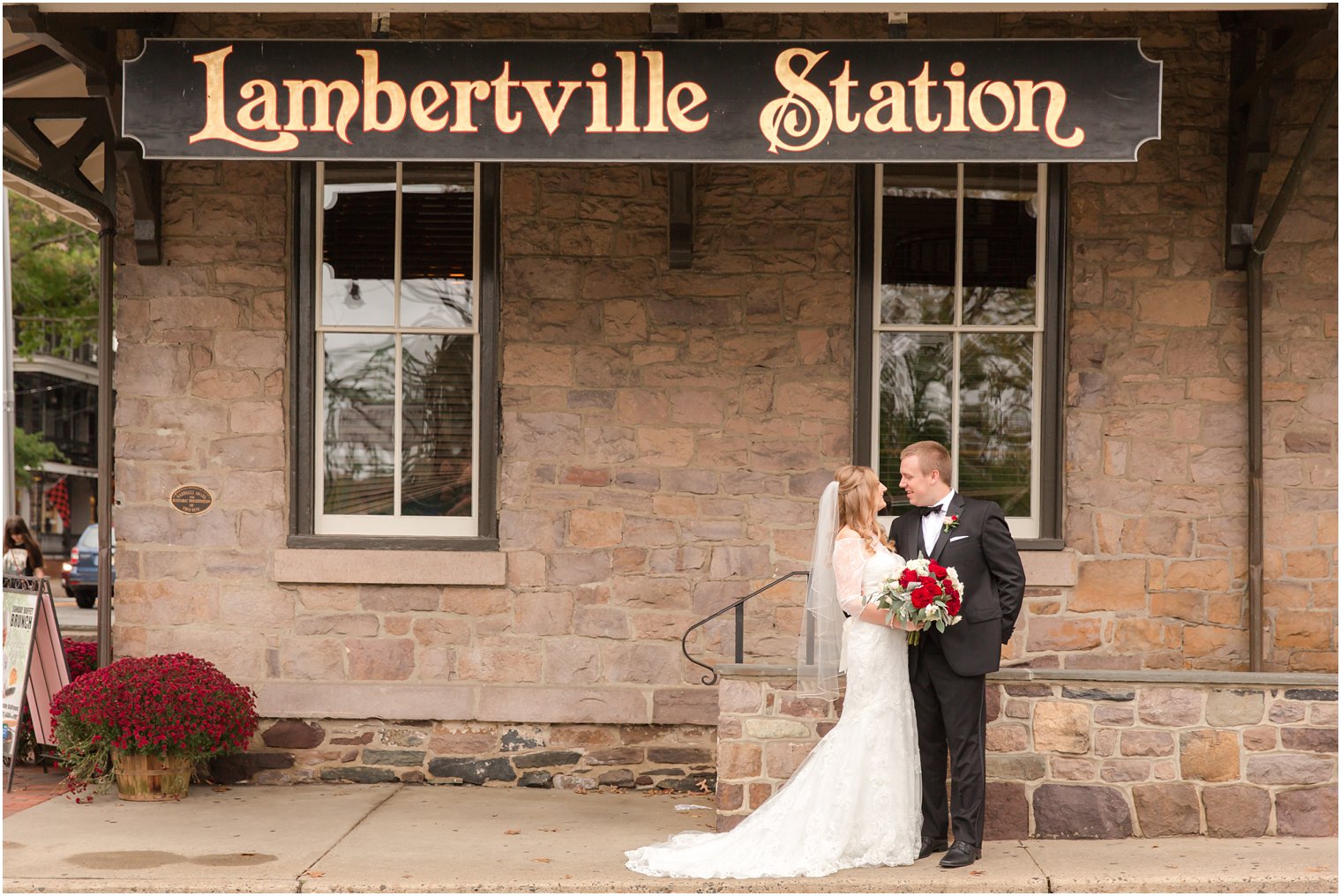 Bride and groom at Lambertville Station Inn