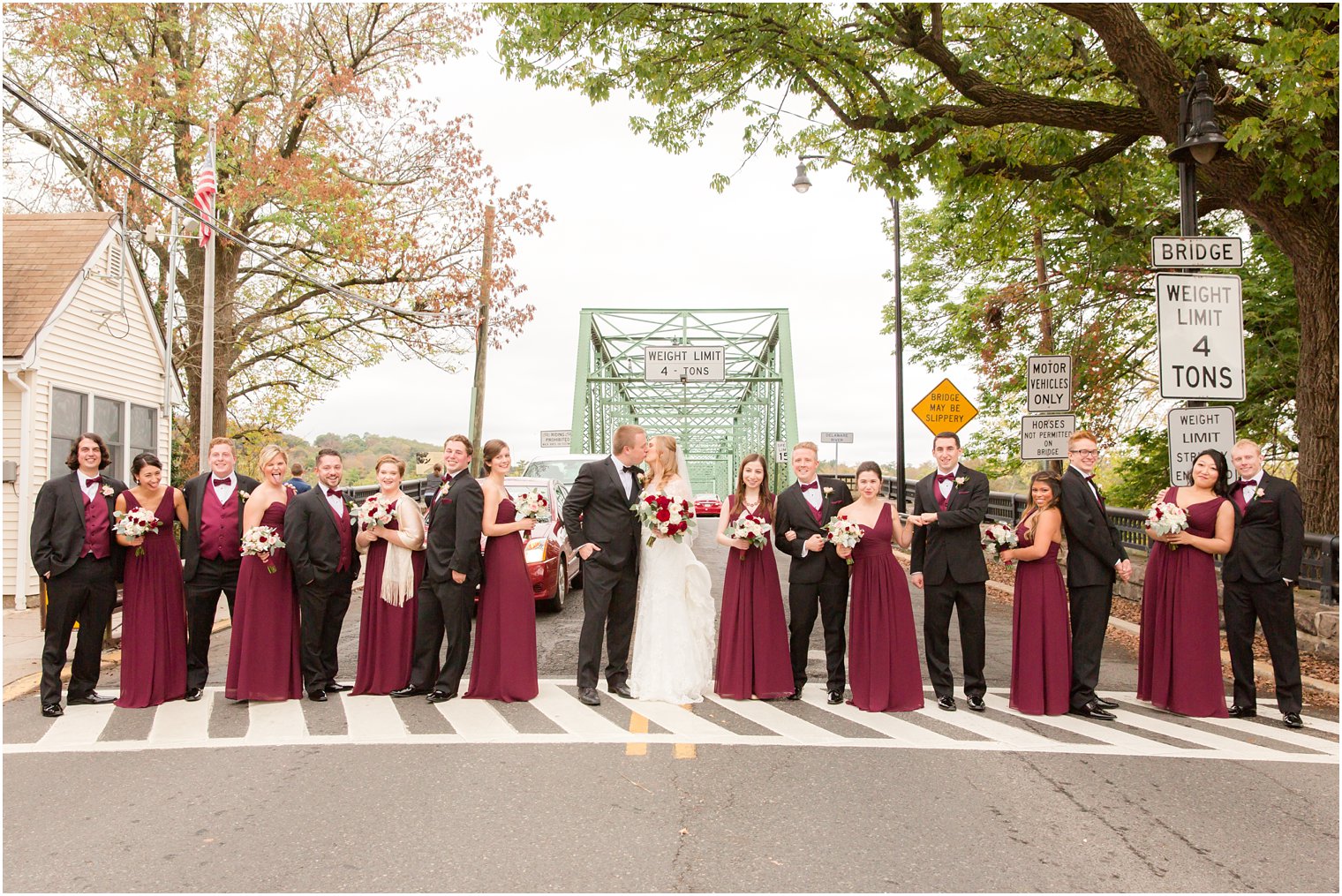 Bridal party stopping traffic on the New Hope - Lambertville Bridge