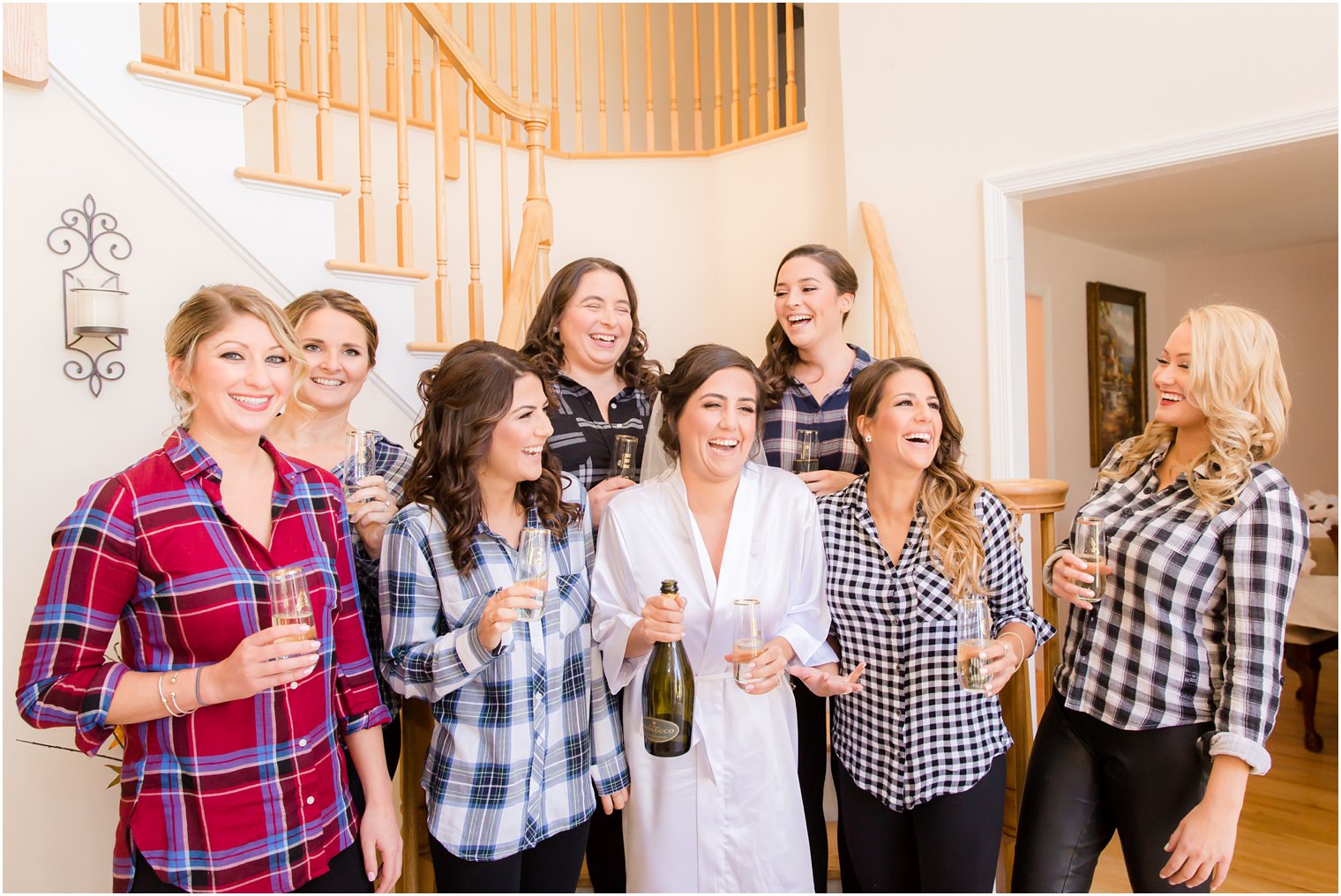 Bride and bridesmaids in plaid shirts | Photos by NJ Wedding Photographers Idalia Photography