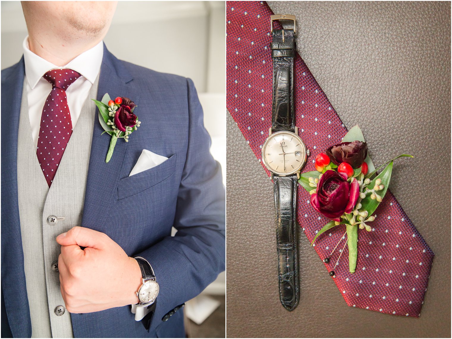 Burgundy and navy color palette for wedding day