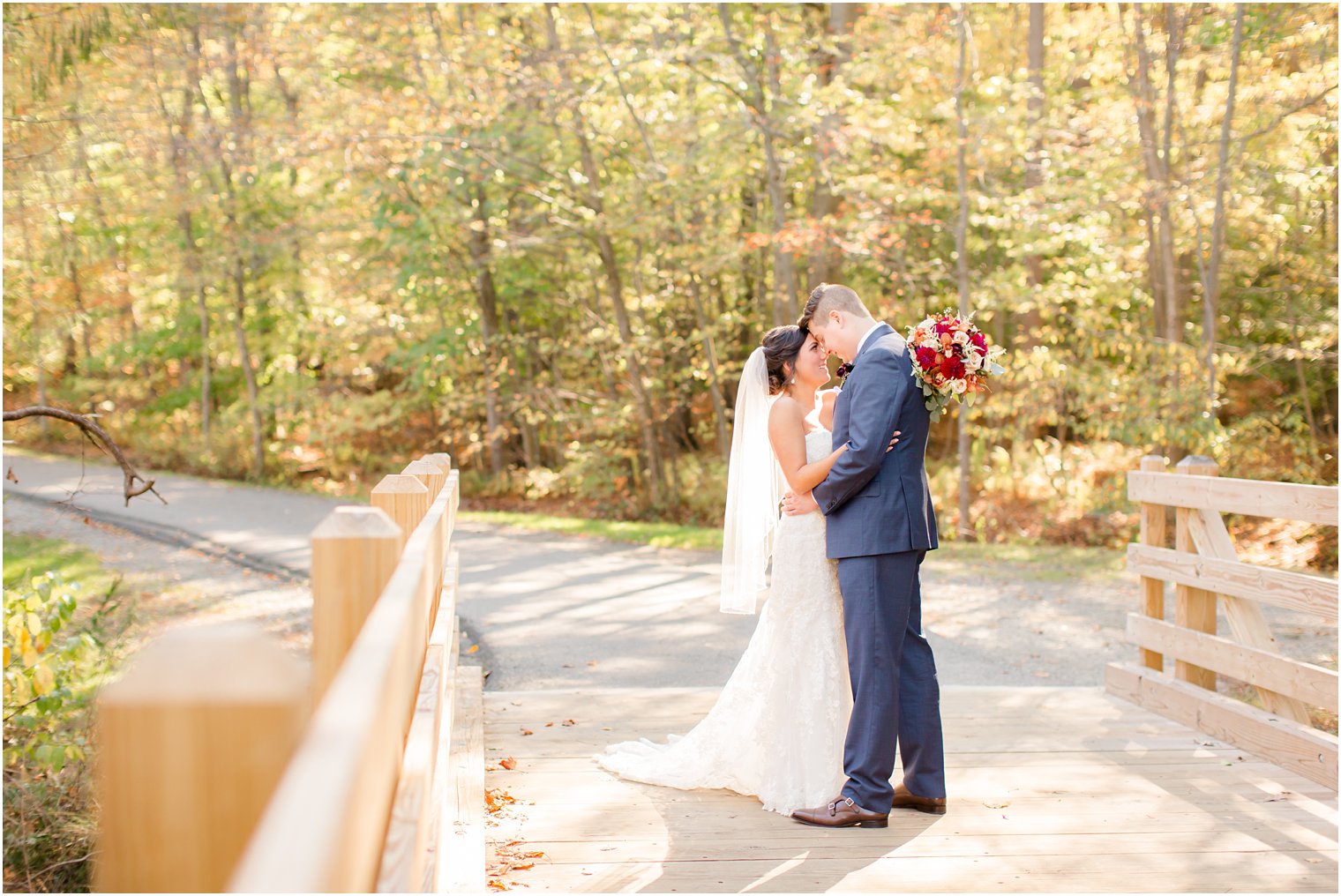 Romantic photo of bride and groom | Photos by NJ Wedding Photographers Idalia Photography