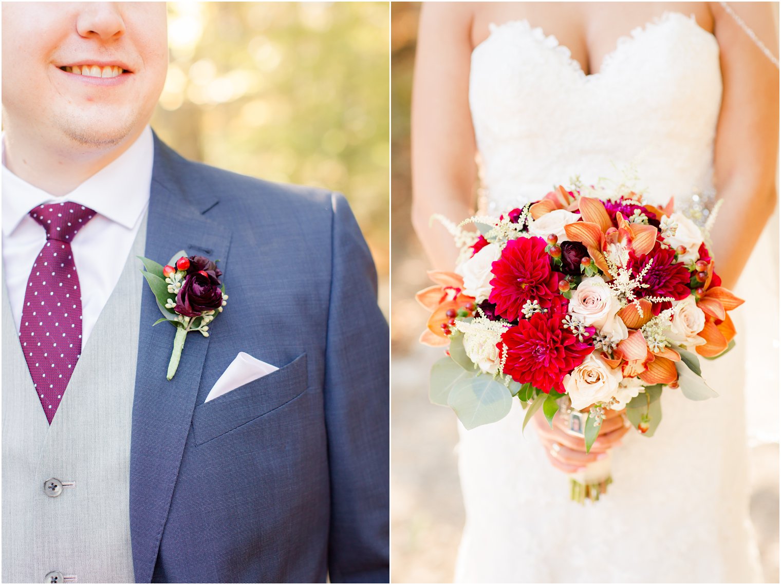 Boutonniere and bouquet by Sayrewoods Florist | Photos by NJ Wedding Photographers Idalia Photography