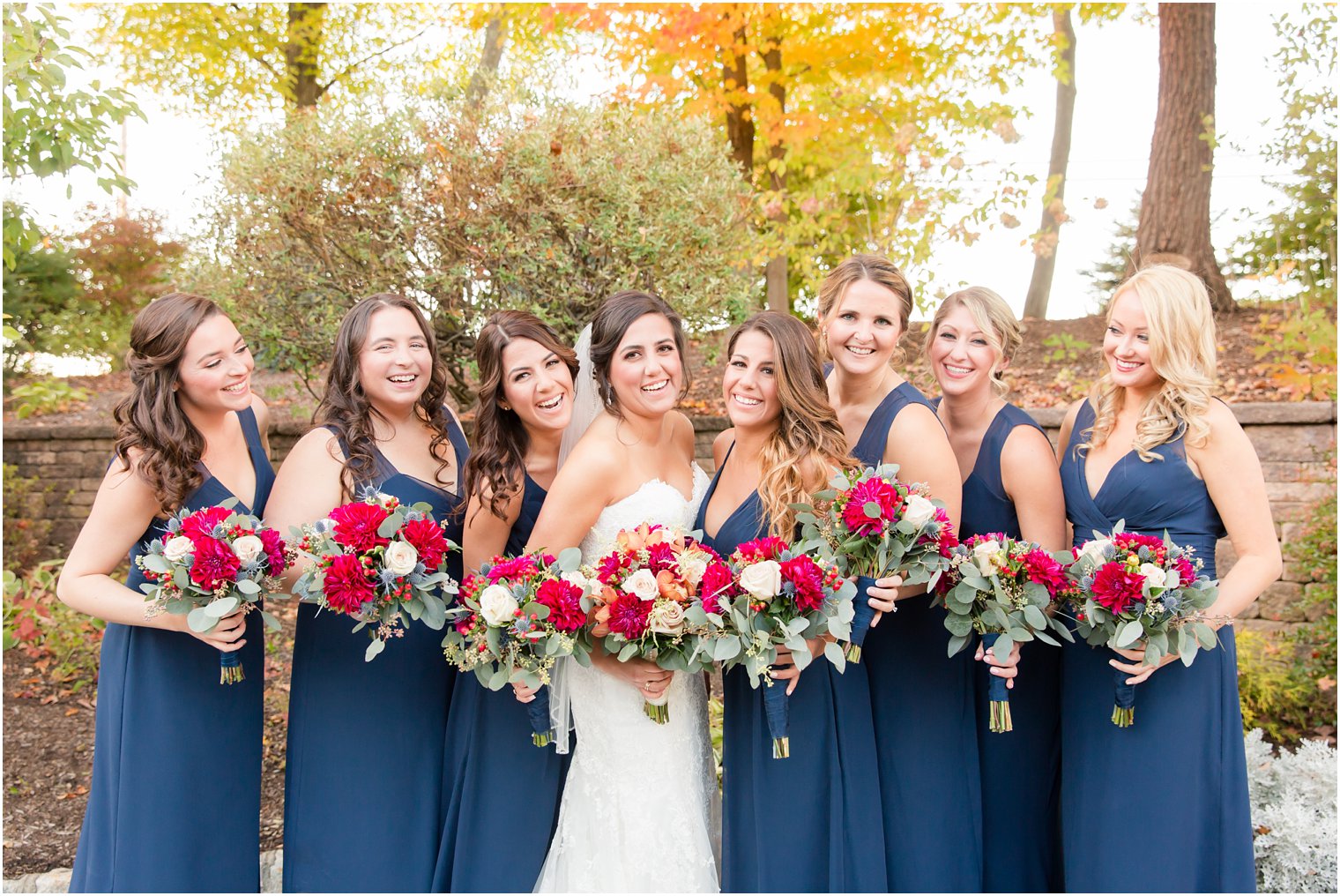 Bridesmaids with bouquets from Sayrewoods Florist | Photos by NJ Wedding Photographers Idalia Photography