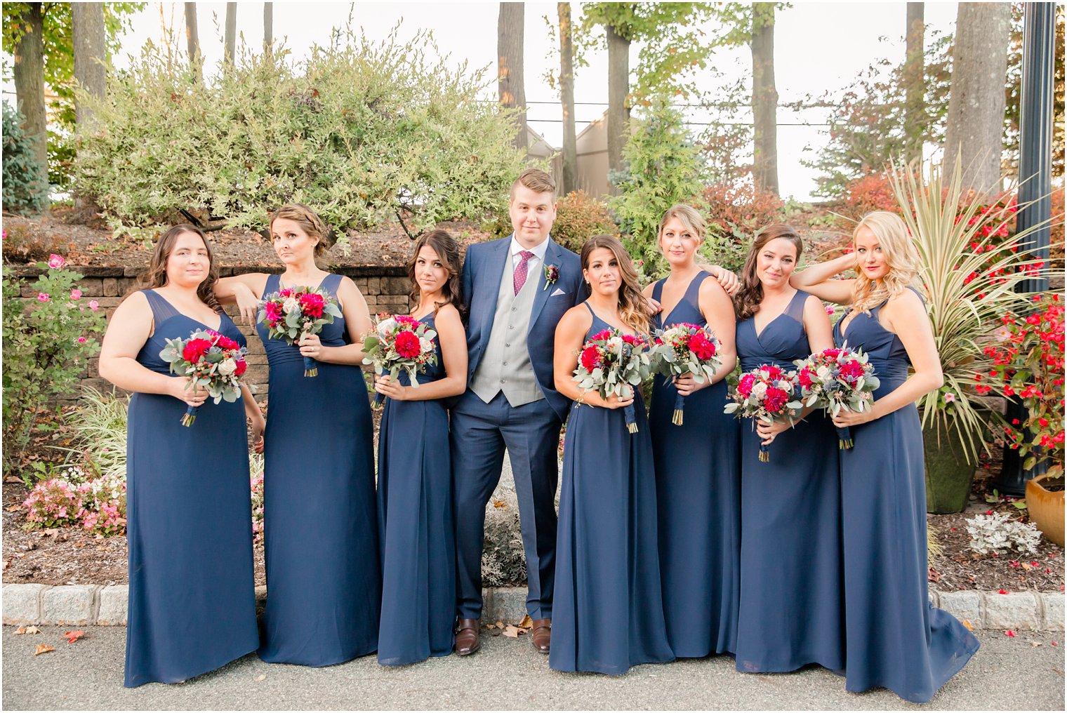 Groom and bridesmaids | Photos by NJ Wedding Photographers Idalia Photography