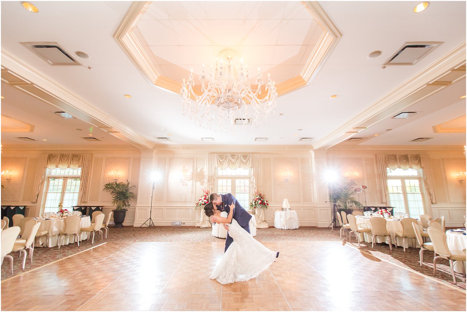 Bride and groom in empty ballroom at Meadow Wood Manor | Photos by NJ Wedding Photographers Idalia Photography