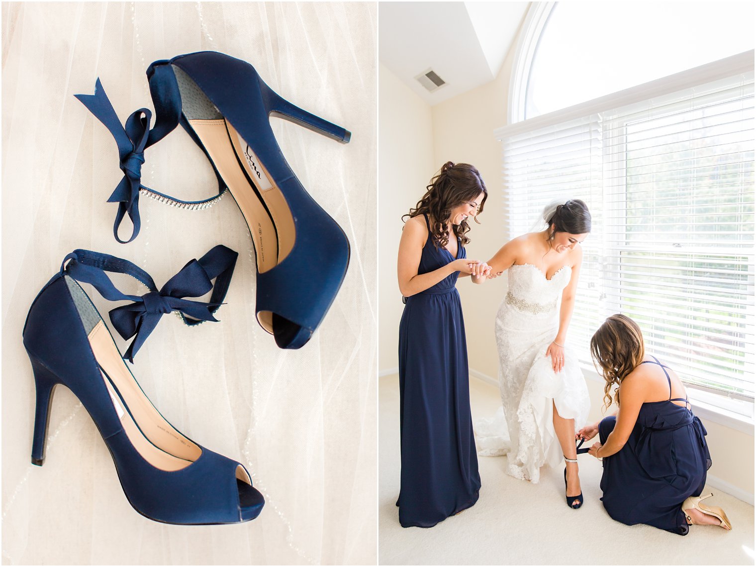 Blue Nina shoes for wedding day