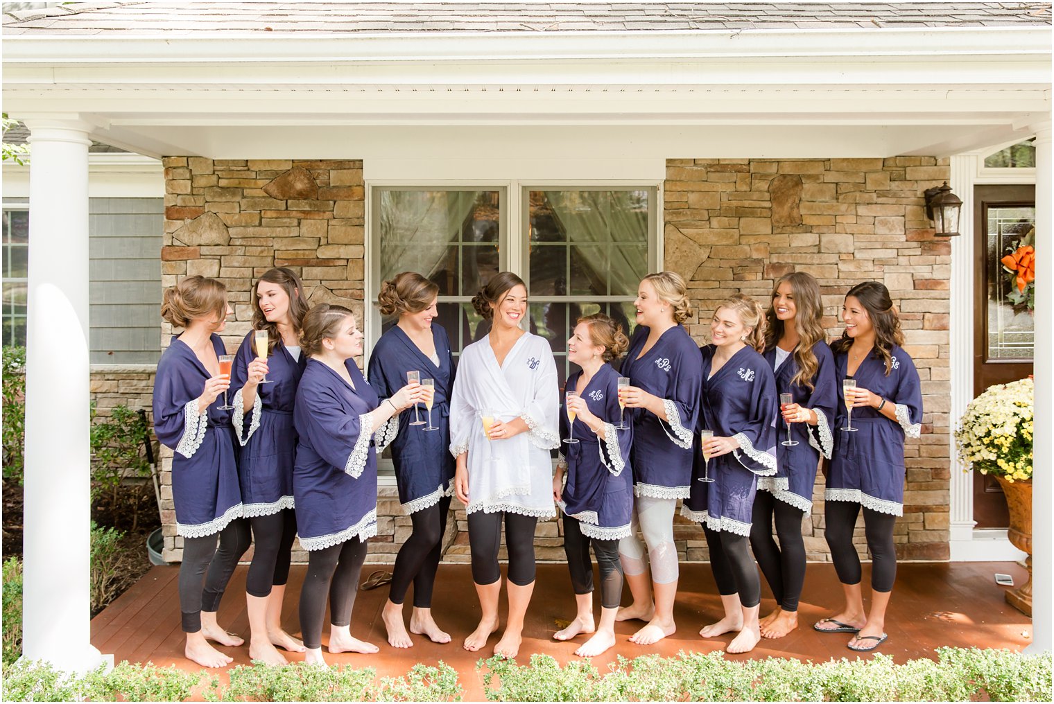 Photo of bridesmaids in blue robes | Pleasantdale Wedding Photos by Idalia Photography