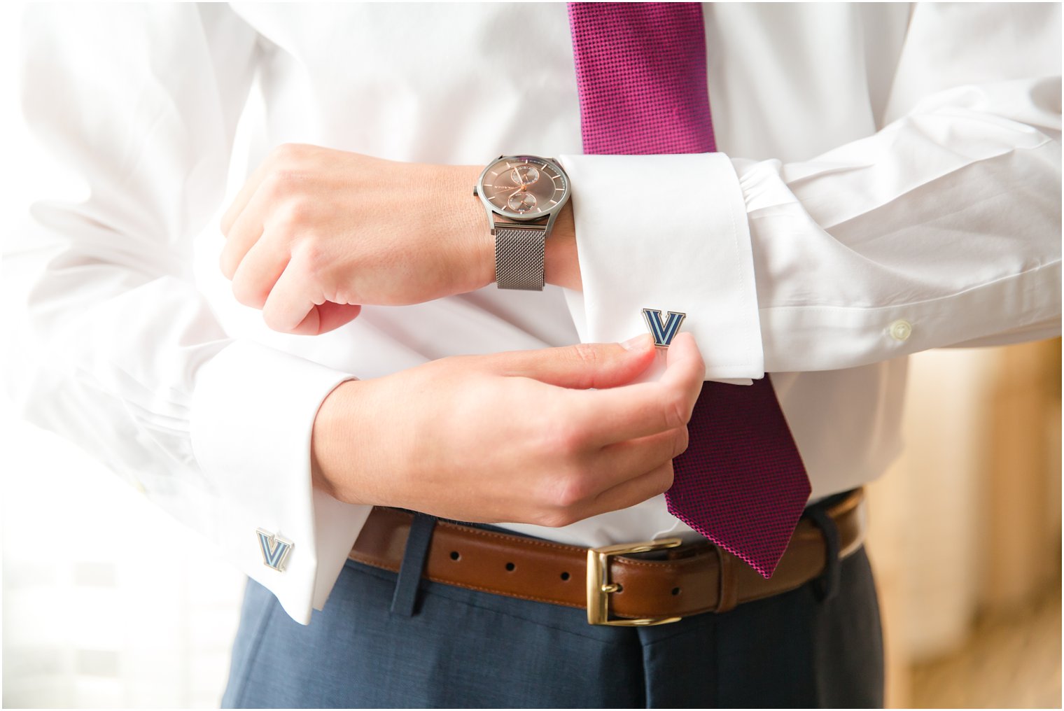 Villanova cufflinks | Pleasantdale Chateau Wedding Photos by Idalia Photography