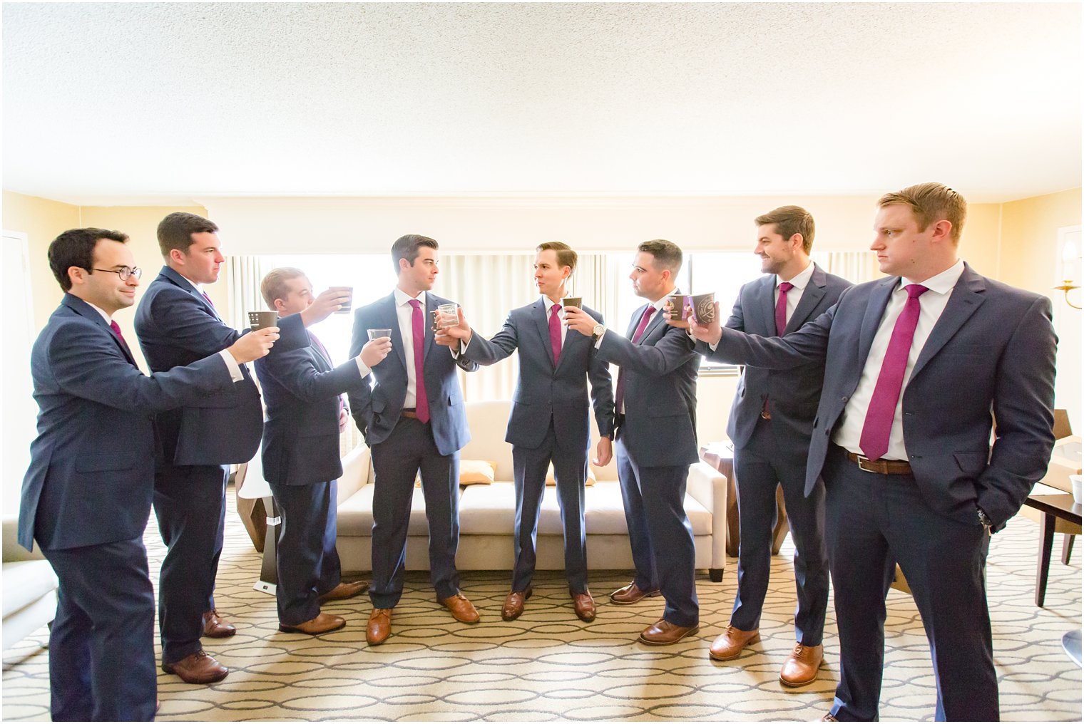 Groom getting ready with groomsmen | Pleasantdale Chateau Wedding Photos