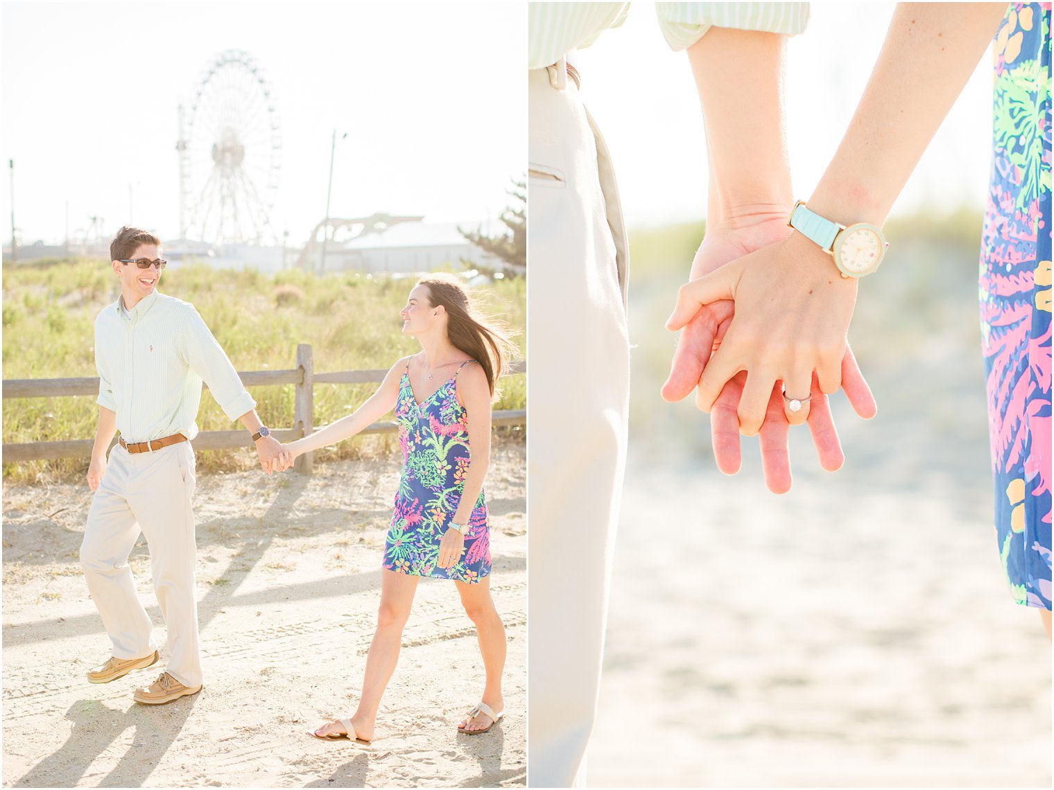 Engagement photos on a bright sunny day