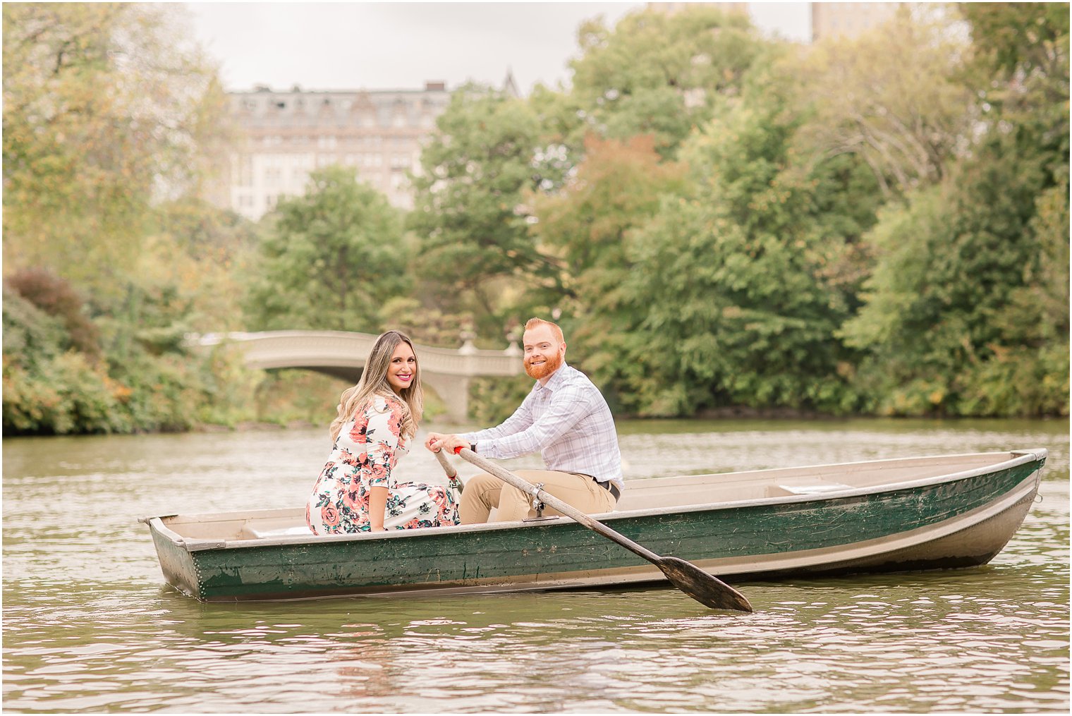 Engagement session with boat in Central Park