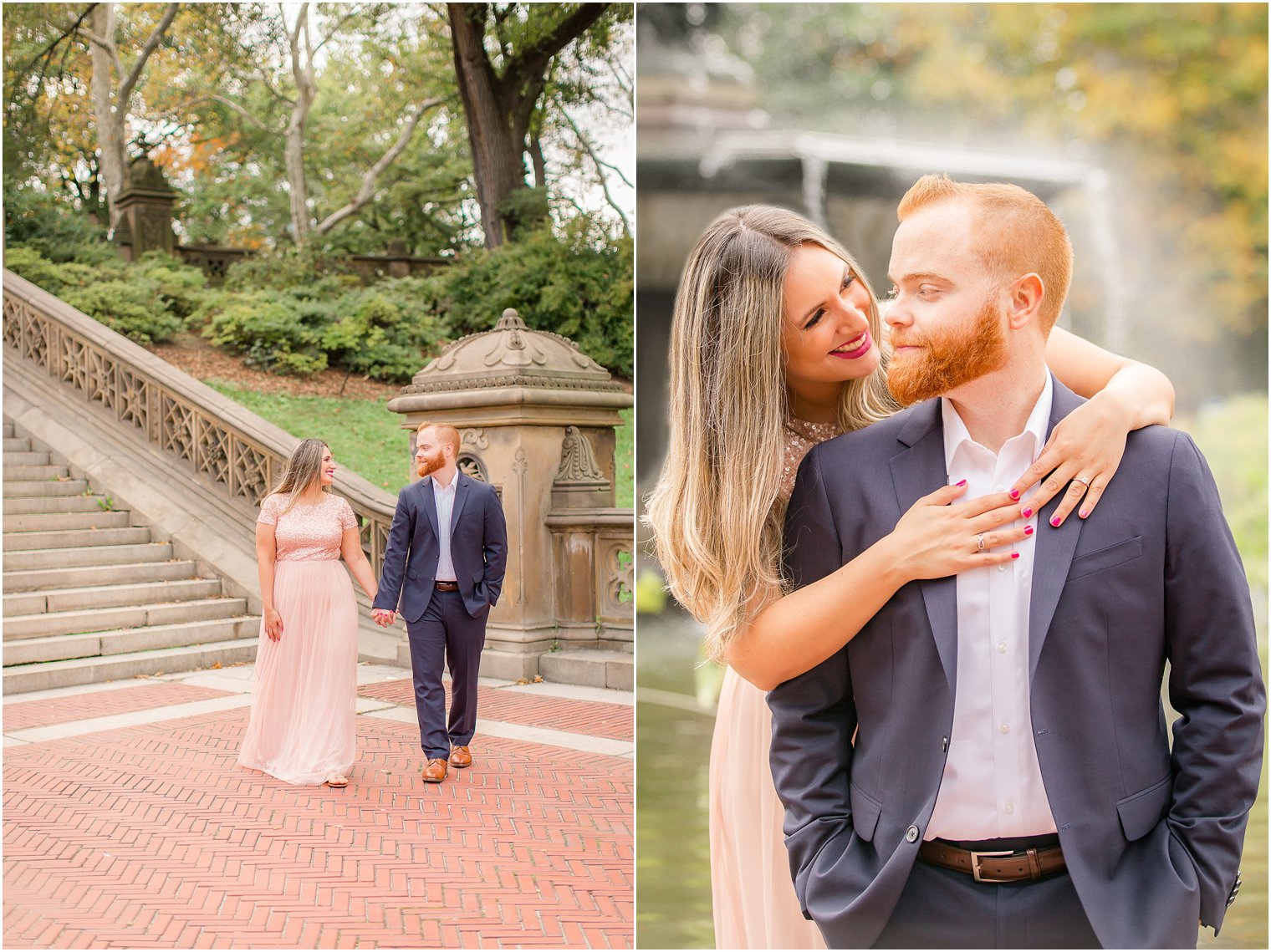 Central Park engagement at Bethesda Terrace