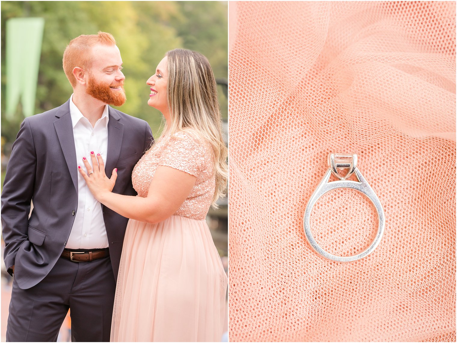 Engaged couple in Central Park engagement photos