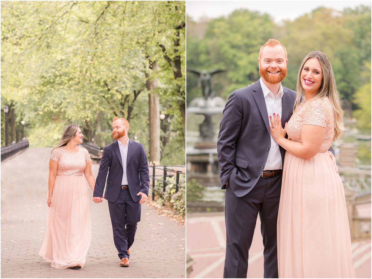 Newly engaged couple in Central Park