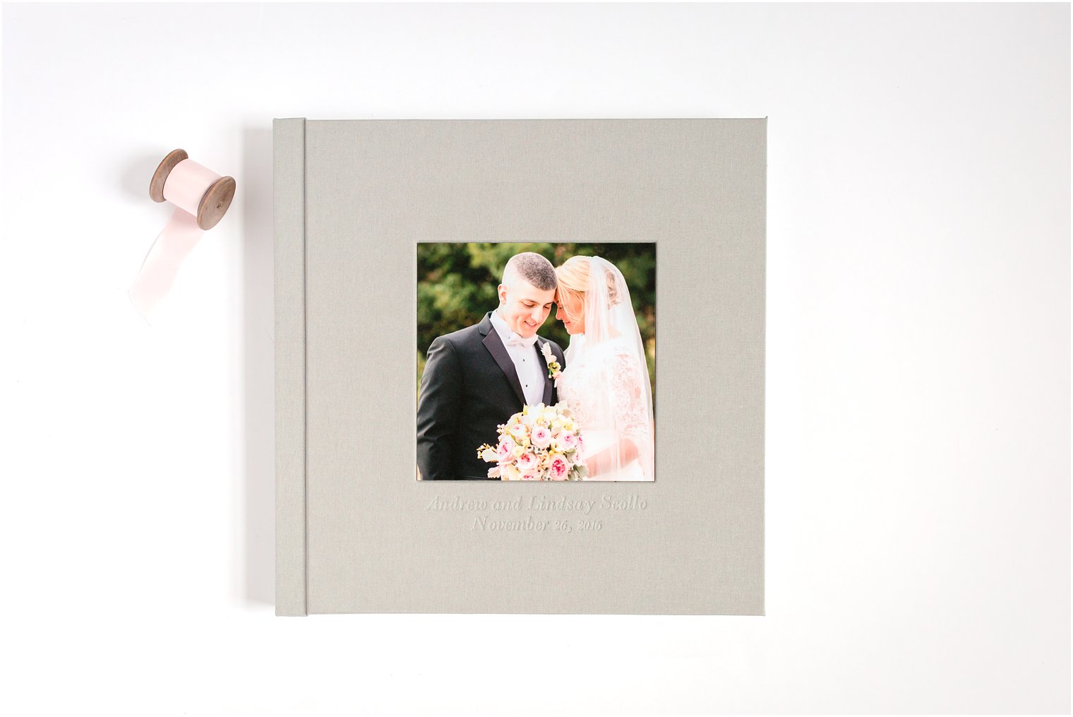 Custom Wedding Album with Linen Cover Lindsay and Andrew