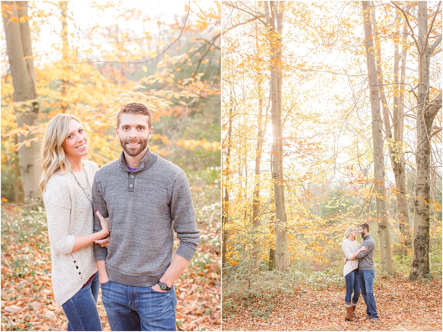 Engagement session with fall foliage