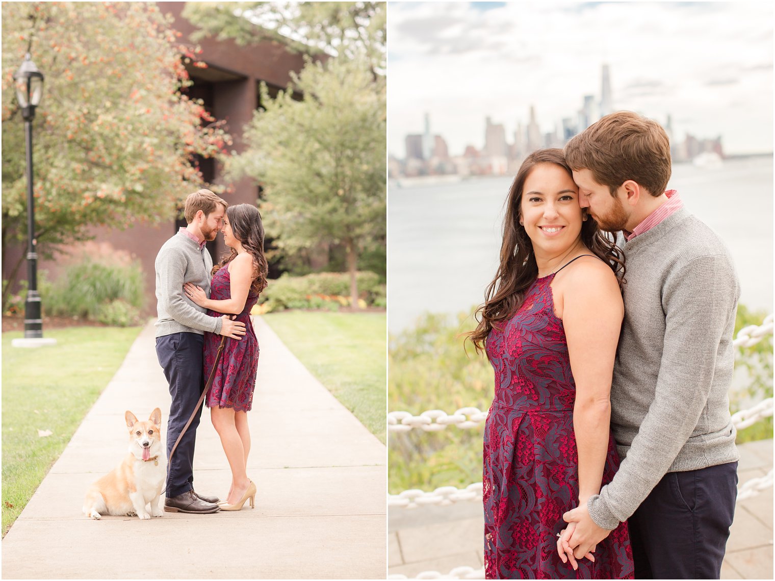 Engagement photos with dog in Hoboken