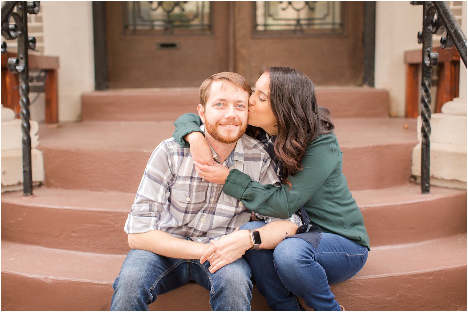 Hoboken NJ Engagement Session in residential area