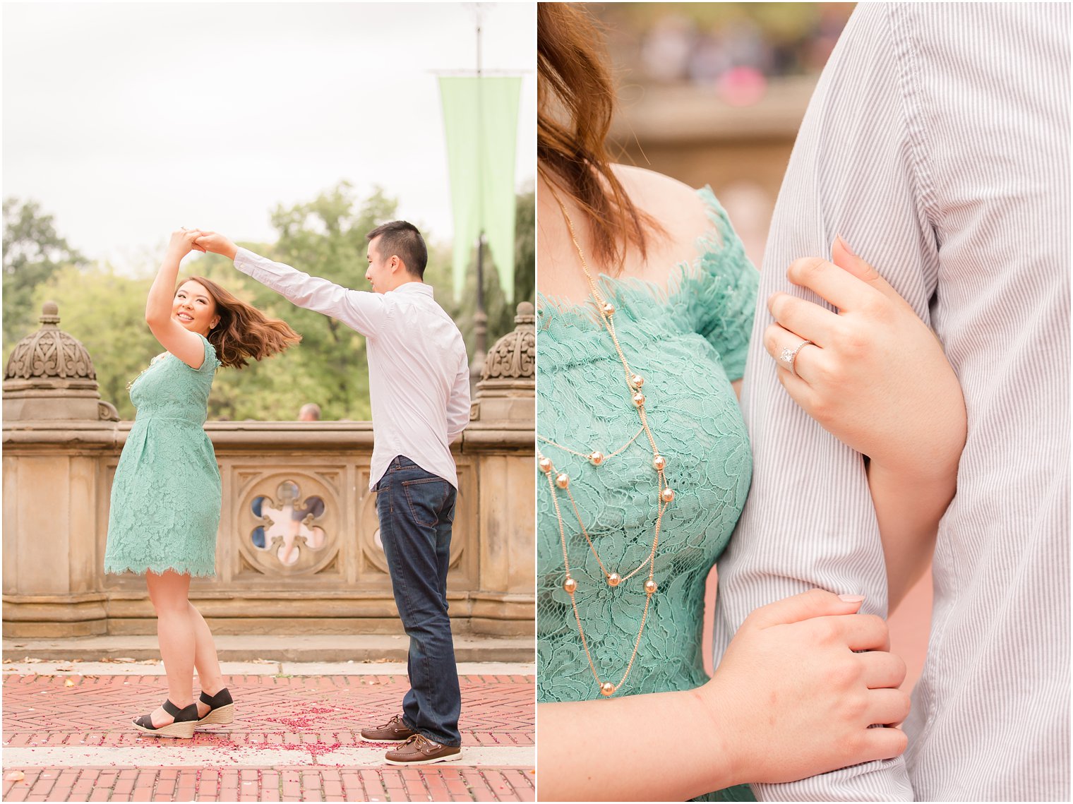 Engagement photos at Bethesda Terrace by Idalia Photography