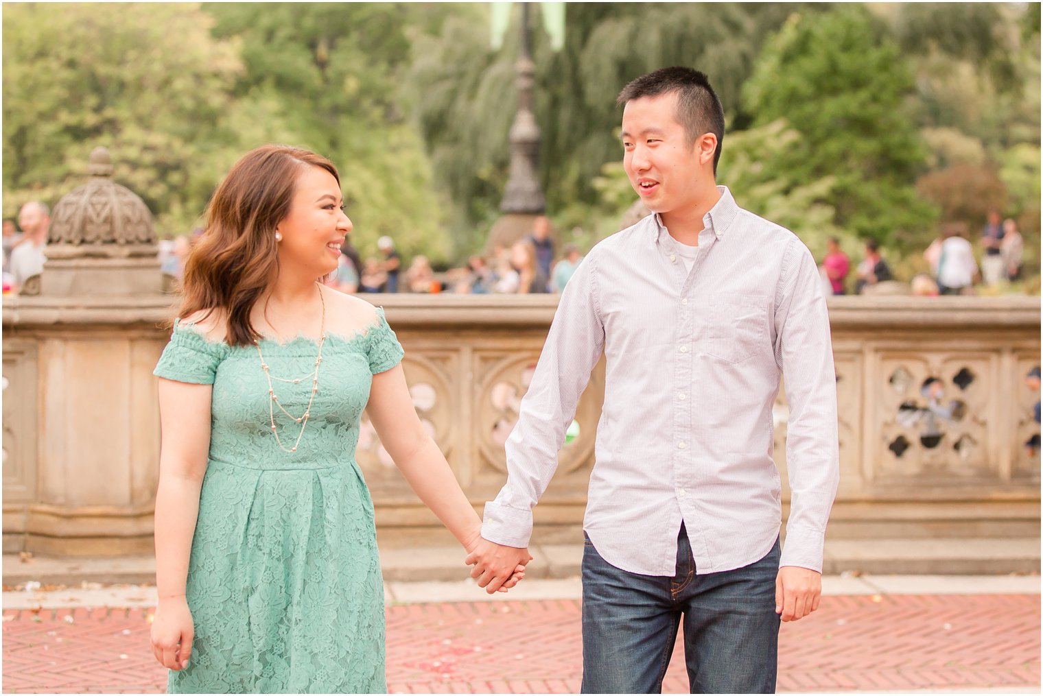 Engagement photos at Bethesda Fountain by Idalia Photography