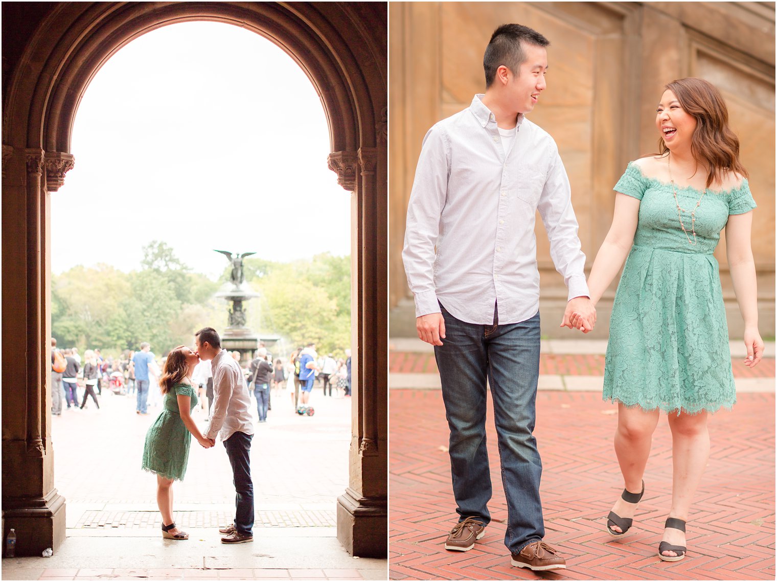 Engagement photos at Bethesda Fountain in Central Park by Idalia Photography