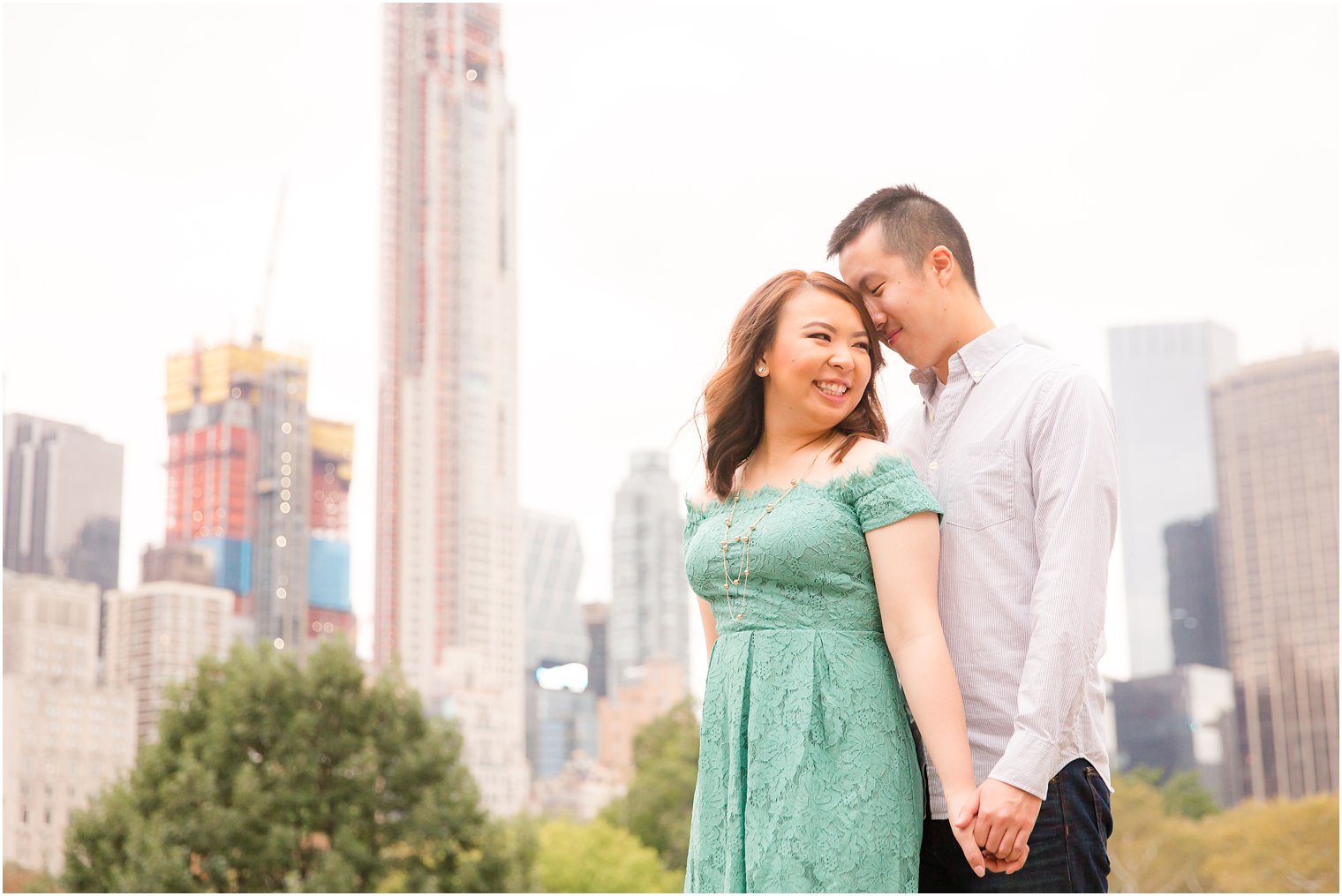 Engagement photo with NYC skyline