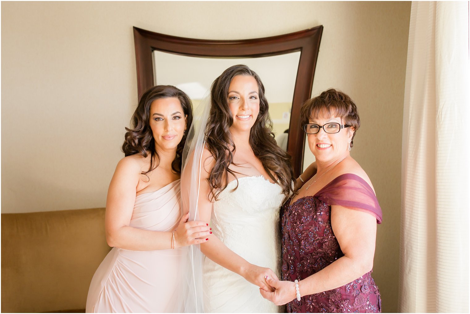 Bride with mother and sister