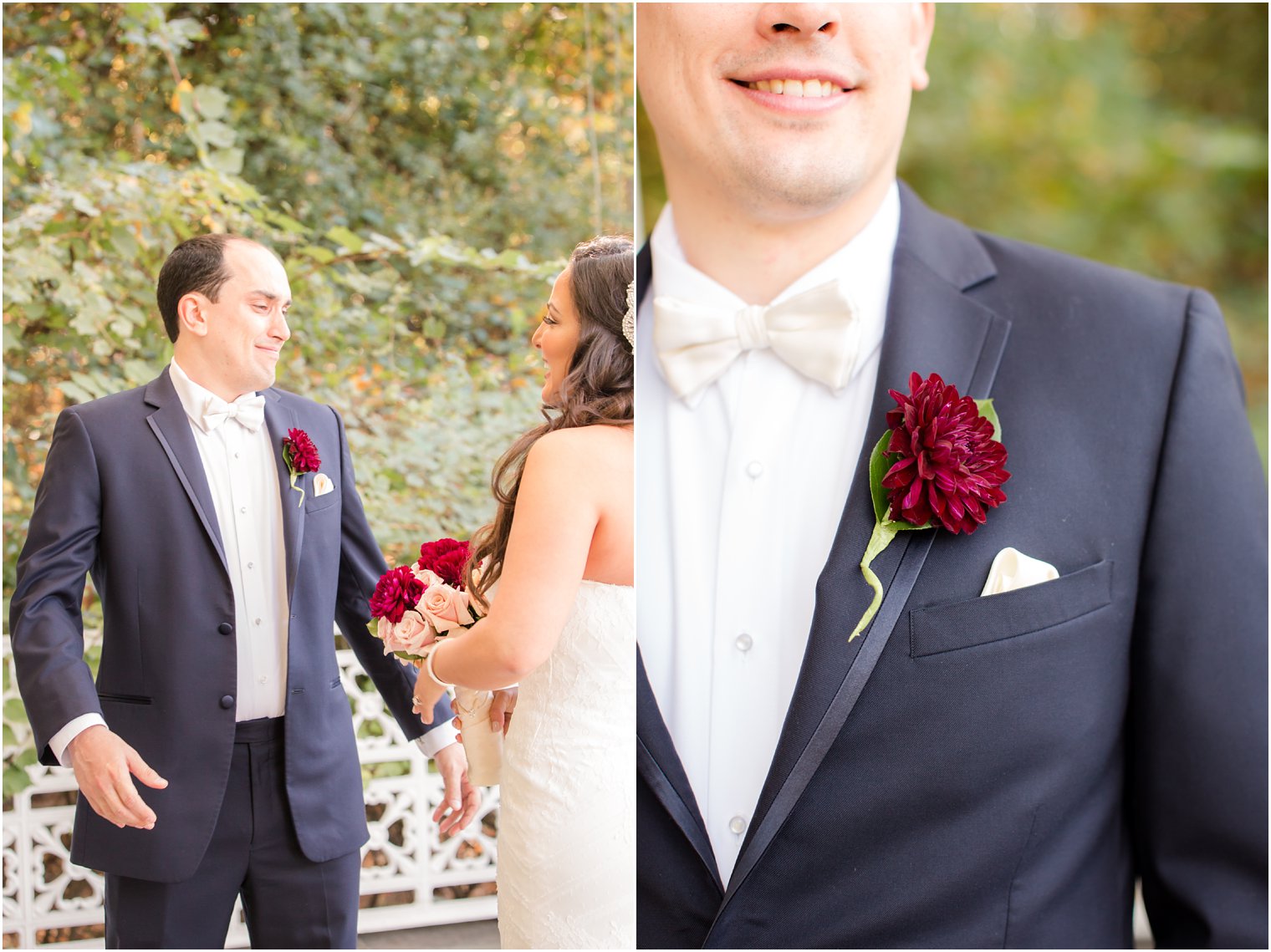 Groom's first look at Nicotra's Ballroom Wedding