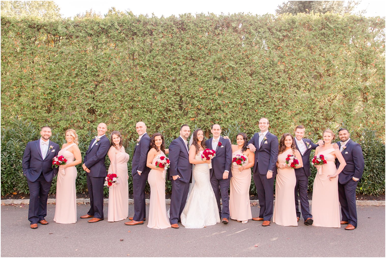 Blush and navy bridal party color palette at Nicotra's Ballroom Wedding