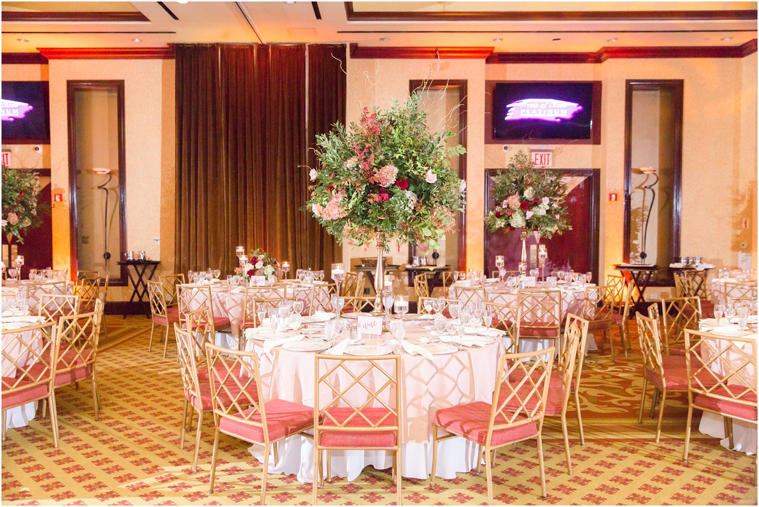 Nicotra's Ballroom Wedding Reception floral center pieces