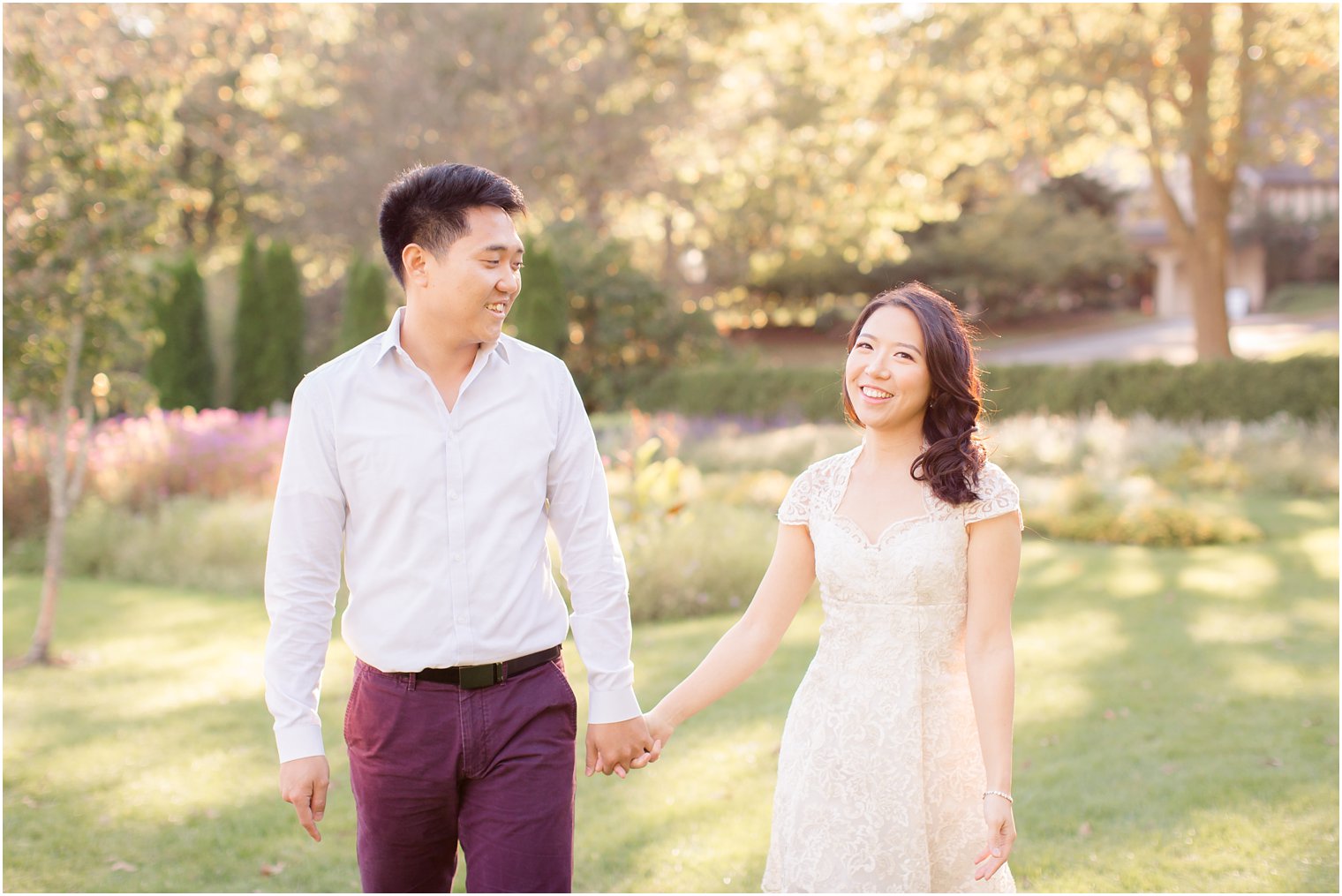 Candid photo of engaged couple by NJ Engagement Photographer