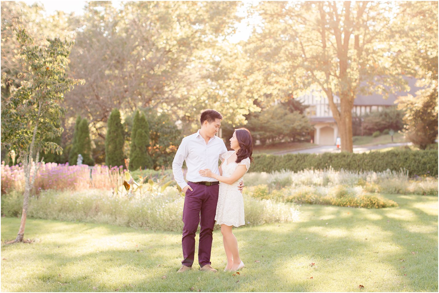 Couple posing for engagement photos in Ringwood NJ