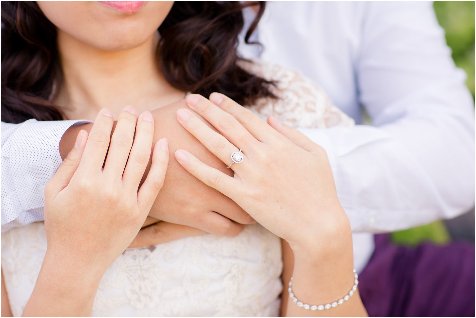 Close-up of engagement ring