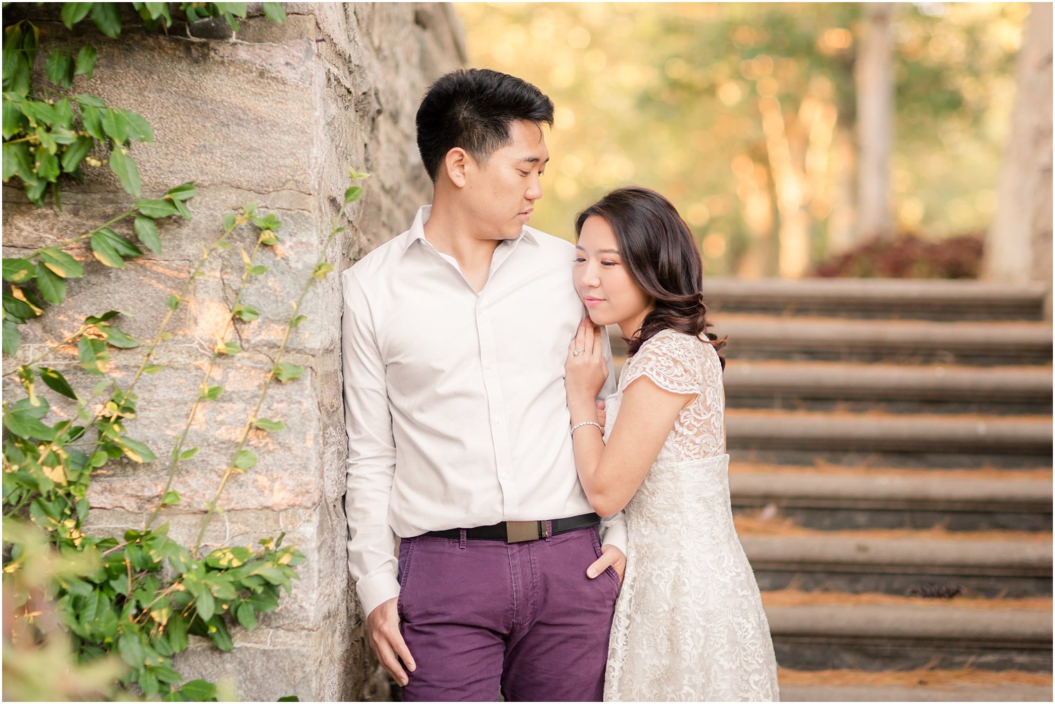 Sweet moment between engaged couple