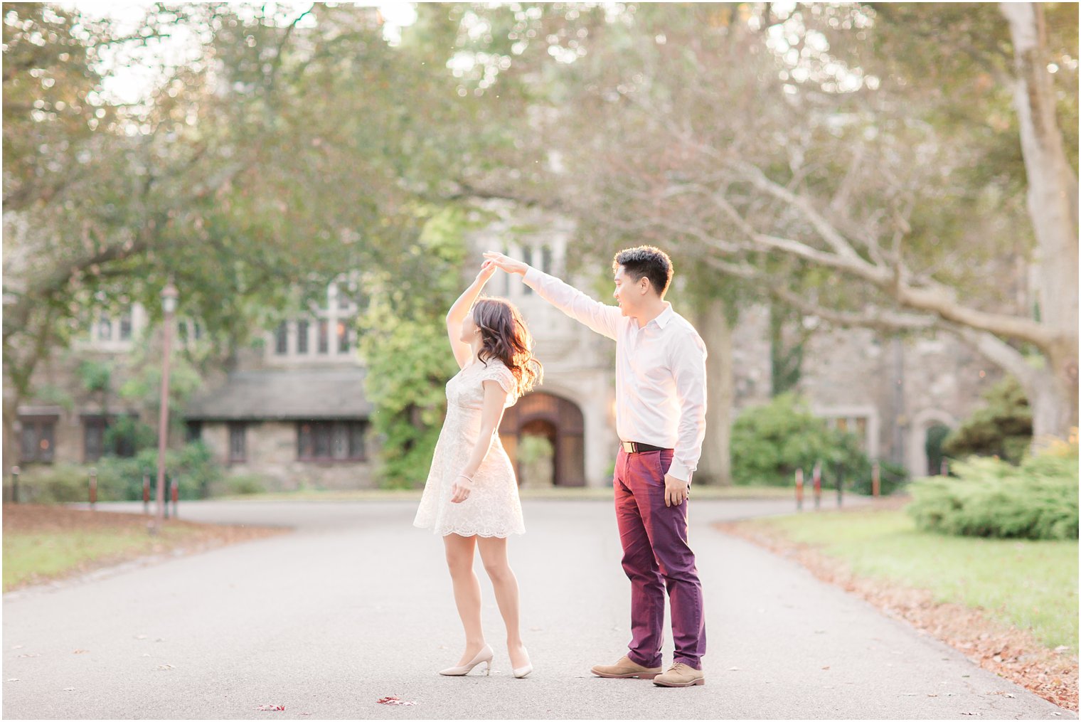 Photo of engaged couple dancing