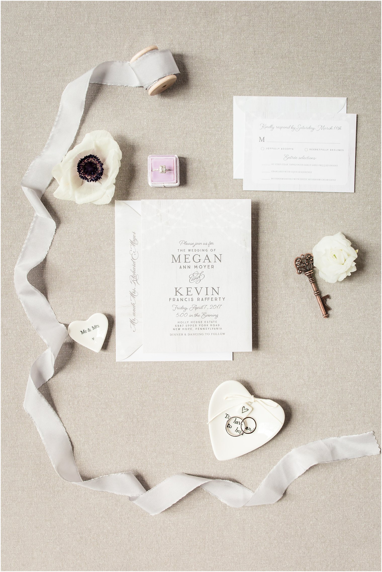 Invitation for Wedding at Holly Hedge Estate in New Hope, PA