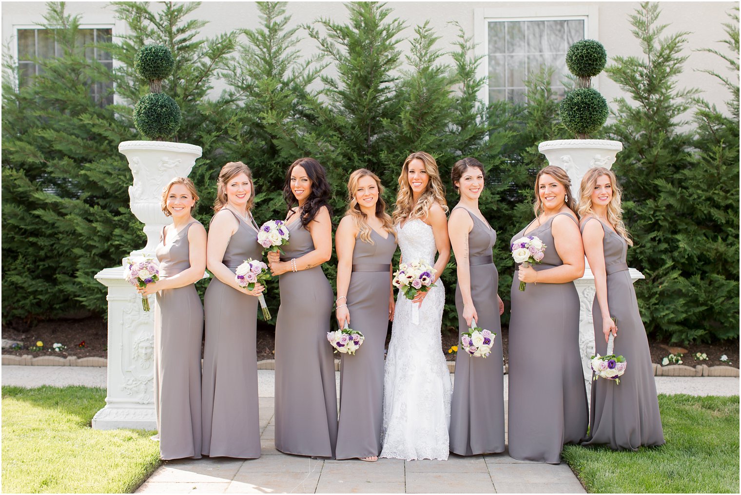 Bridesmaids in gray | Wedding at Wilshire Grand in West Orange, NJ