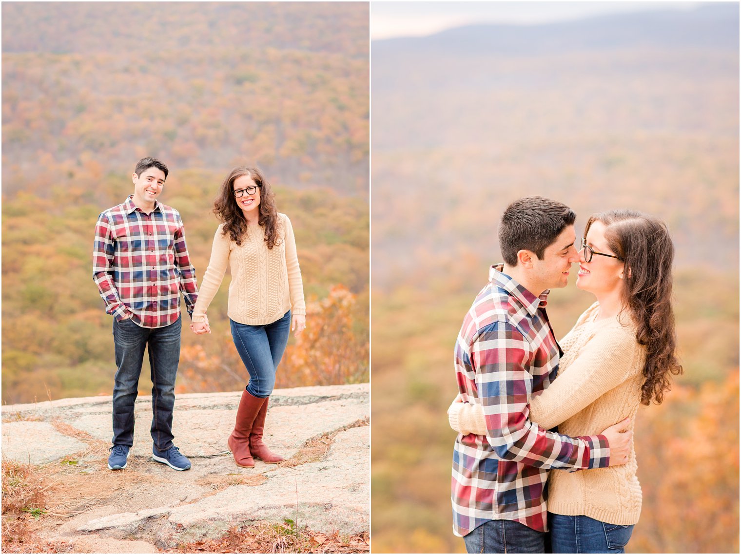 Couple on a mountain top for engagement photos