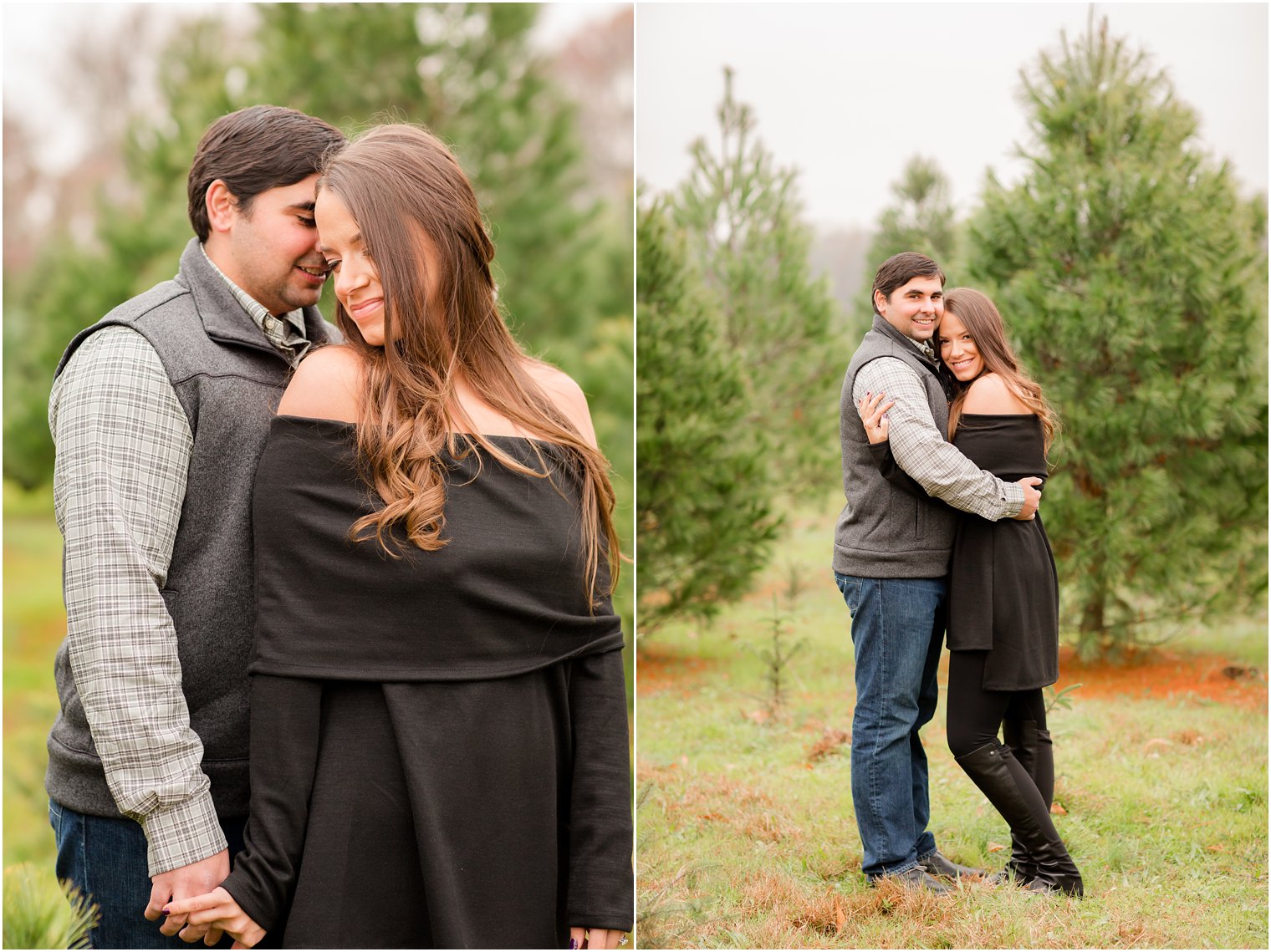 Couple wearing black and gray for engagement photos | NJ Engagement Photos