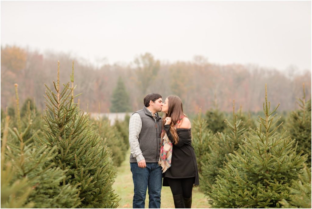 NJ Christmas Tree Farm Engagement Photos Krista and Craig