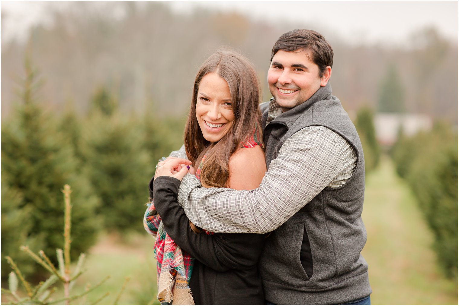 Happy couple during engagement session