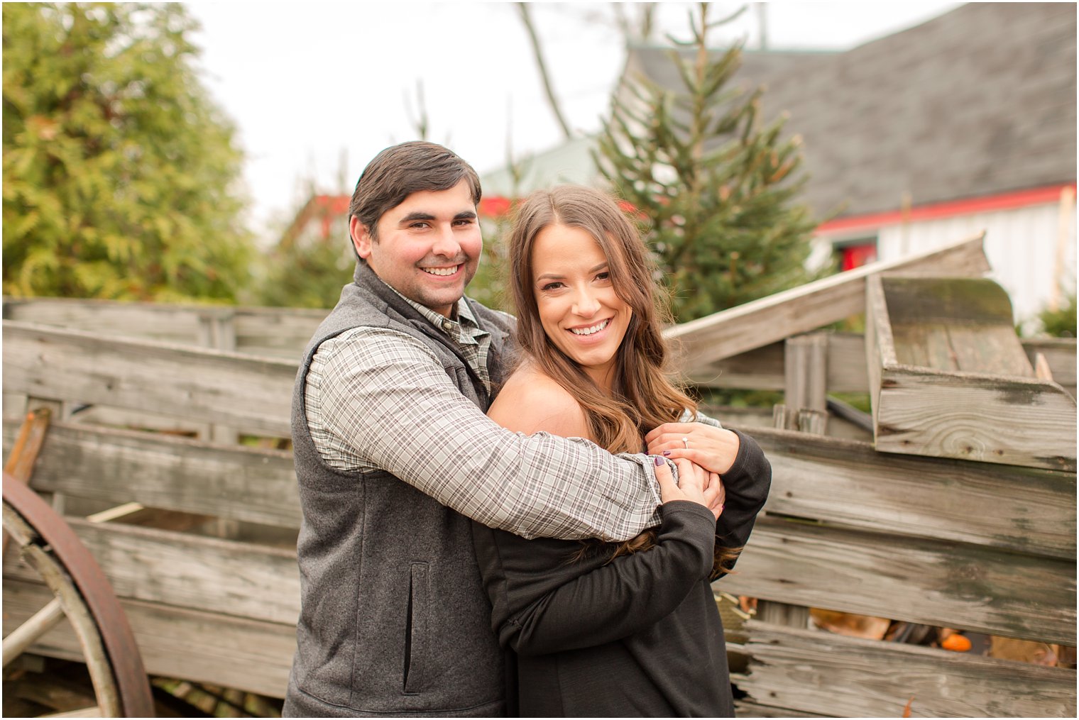 Posed photo of couple during engagement session