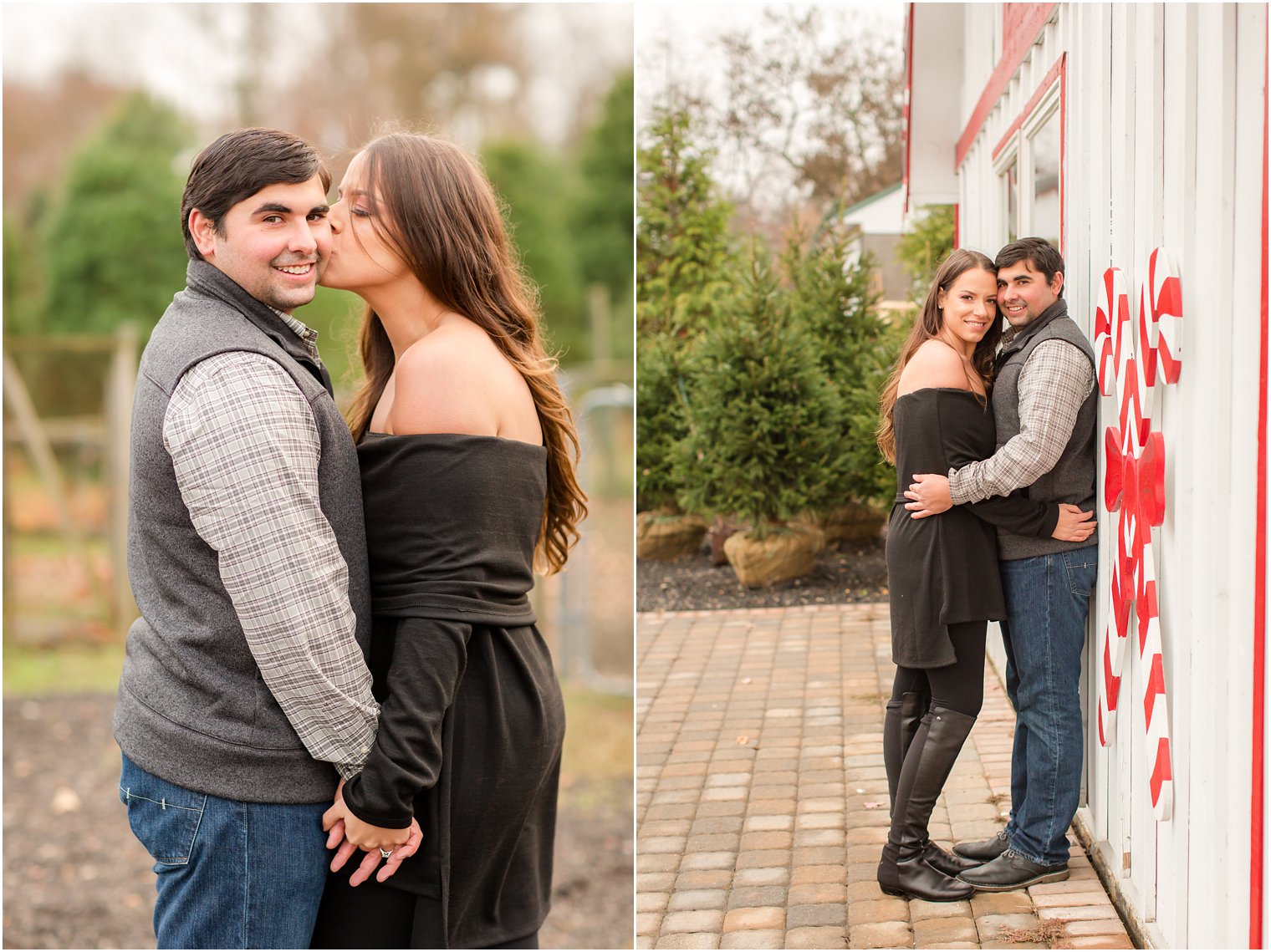 Christmas-themed engagement photo