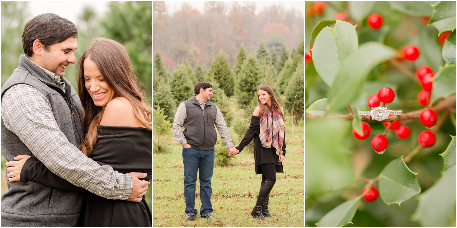 NJ Christmas Tree Farm Engagement Photos by Idalia Photography